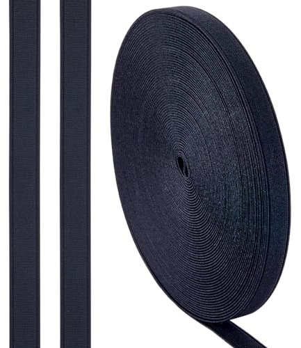 GORGECRAFT 16m Elastisches Nähband 15mm Breit Schwarz Stark Dehnbar Geflochtene Kordel Gewebtes Gurtband Seilrolle Elastische Spule Strick Für Hosenbund DIY-Kleidung Unterwäsche Hosen