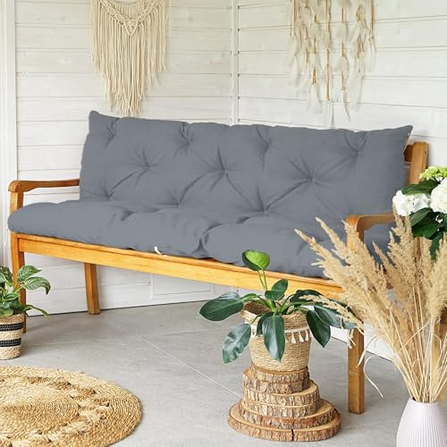 4L Textil Bankauflage Outdoor Wetterfest Gartenbankauflage | Mit/Ohne Rückenlehne | Wendbar | Premium Qualität