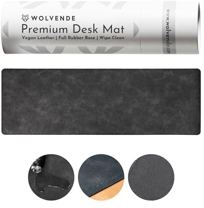 Wolvende Premium fejkläder skrivbordsmatta, 30 x 90 cm, svart och grå