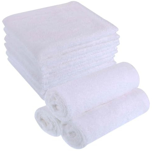 Lanjue 6 Pack Flannel Face Cloth for Adults & Kids 12x12 Inch, White | Bamboo Fibre, Soft Gentle Material, Washable Face Flannels, Reusable Face Towels, Facial Cleansing Cloths, Makeup Removal