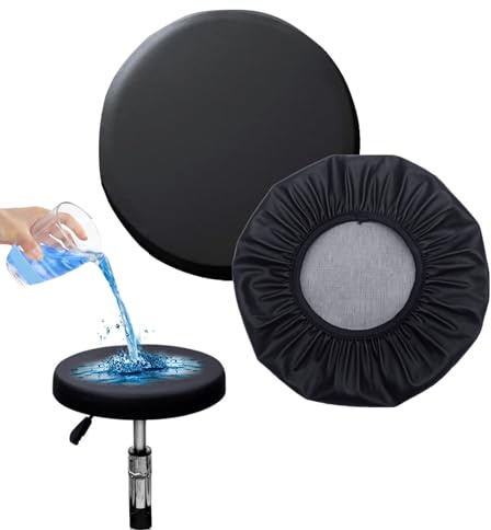 Veesper Barhocker-Bezüge 2 Stück rutschfest rund Stretch-Hockerbezüge 35 cm langlebig wasserdicht Leder Stuhlbezug hocker bezug Schutz für runde Hocker