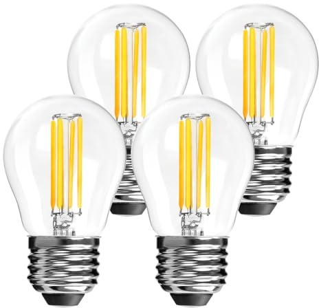 LangPlus+ Lampadina LED Edison E27 a vite, Lampadina LED in vetro dimmerabile G45 da 4W, Equivalente a 40W, 2700K Luce caldo, Lampadina per pallina da golf, per lampada da tavolo, Confezione da 4