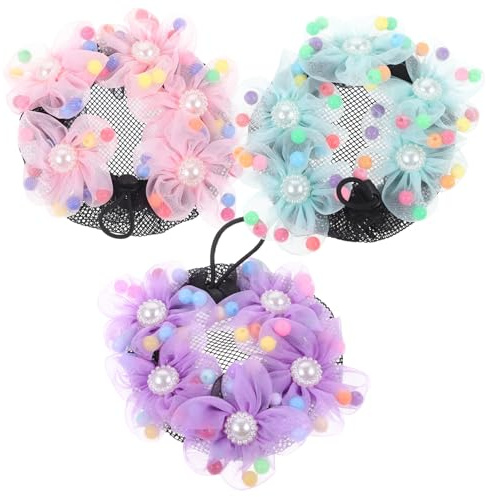 BELLIFFY 1satz Ballett Haarnetz Für Mädchen Blumen Haargummis Sicherer Halt Für Dutt Frisuren Vielseitige Ballett Haaraccessoires Für Tanzaufführungen Und Wettbewerbe