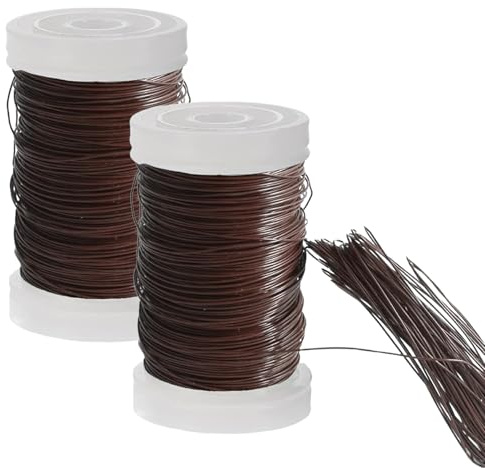 2 Rolls Floral Wire Flower Arranging Accessories 0.35mm Brown,Florists Thin Wire for Jewellery Making Craft Wire DIY Jewelry Crochet Christmas Wires,Flower Bouquets, Crafts Wreath Making Supplies