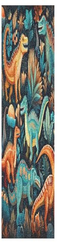 KAAVIYO Cartoon Bunte Dinosaurier Skateboard Griptape Rutschfest Selbstklebend Longboard Griptapes Aufkleber Griffband 9x33in,44x10in(1pcs)