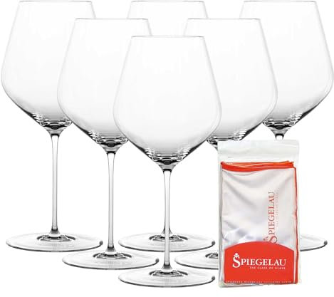 Spiegelau 6-teiliges Burgundergläser-Set mit Poliertuch, Rotweingläser (734 ml) und Mikrofaser-Glasreinigungstuch (50 x 64 cm), Kristallglas, Hi-Lite