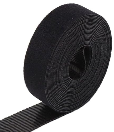 10m Klett Kabelbinder, 30mm Breit Kabelbinder, Schwarz Klettband, Wiederverschließbar Klettverschluss Band, Klettkabelbinder für Kabel Organizer, Kabelmanagement, Cable Ties Tape black