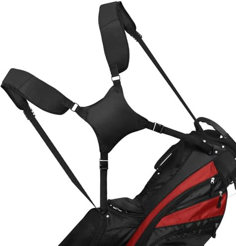 Golftaschen-Gurte, Doppel-Schulter-Ersatz, universal, verstellbar, gepolstert, wasserdicht, für Golftasche, Verschiedene Designs, Blau/Schwarz (Schwarz)