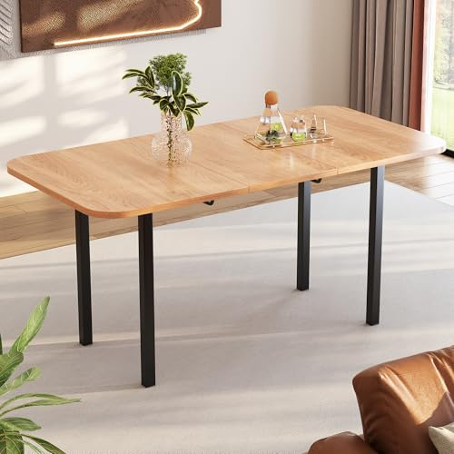 Merax Table extensible cuisine moderne - Support alliage résistant - Salon/salle à manger - 4-6 pers. - 120/160x80x75 cm