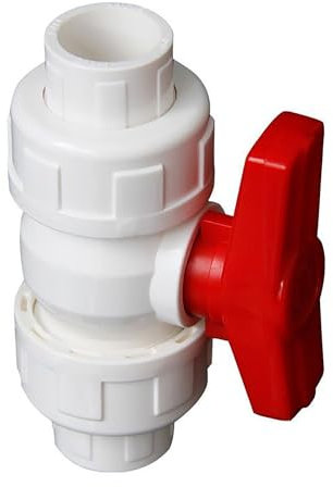 PLLJIAXUAMCLNL 20mm To 50mm ID Double Union Ball Valve, PVC Union Valve Connector, 1pcs Aquarium Fish Agriculture Garden Irrigation Adapter Water Pipe Fittings (White 50mm)