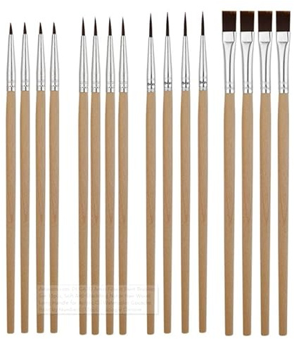 16 Stück Feine Pinsel Set, 4 Größen Pinsel Feine Spitze, Kleines Pinselset, Feine Malpinsel, Zeichenpinsel Pinselset, Künstler PinselSets mit Holzgriffen, Miniatur Pinsel Set für Basteln (16)