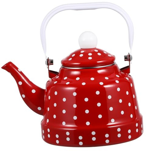 Cabilock Enamel Teapot with Built-in Filter 4-6 Cups Stovetop Coffee Jug for Home Kitchen Tea Brewing and Serving