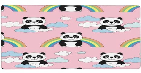Mexpekil Mauspad mit Regenbogen-Clauds, Panda, Tiermotiv, großes Gaming-Mauspad, 90 x 40 cm, rutschfest, wasserdicht, Tastatur-Pads, Schreibtischunterlagen für Zuhause und Büro