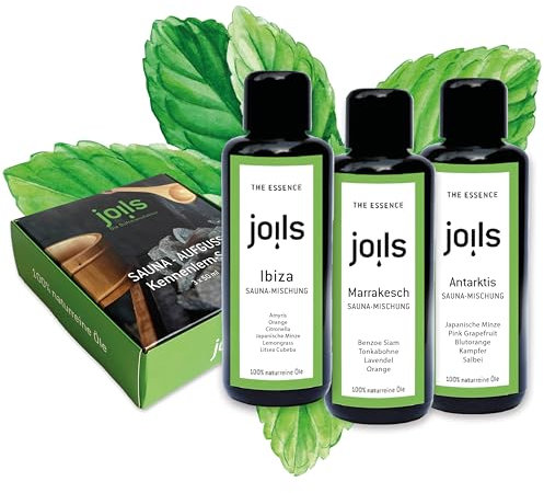 JOILS® Saunaaufguss Set V, 3x50ml, 100% naturreines Öl für Ihre Sauna, BIO-Saunaöl im Geschenkset, vom Familienbetrieb aus dem Schwarzwald