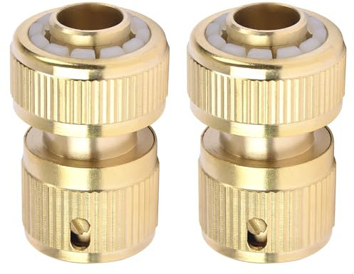 2 Pack 1/2 Inch Garden Brass Hose Connectors and Fittings, Heavy Duty Hose Pipe Connector, Durable Brass Hose Quick Connectors for Watering, Gardening, Car Washing, Leak-Proof