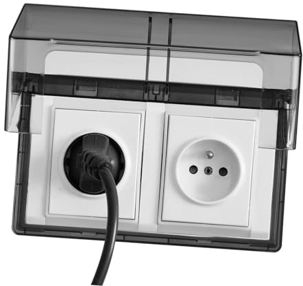 EXCEART 1 Stück Wasserdichte Steckdosenschutzhülle Auslauf Große Steckdose Doppelsteckdosenabdeckung Hängend Wetterfeste Steckdosenabdeckung Zum Aufklappen Power Outlet Wann Black Plastik