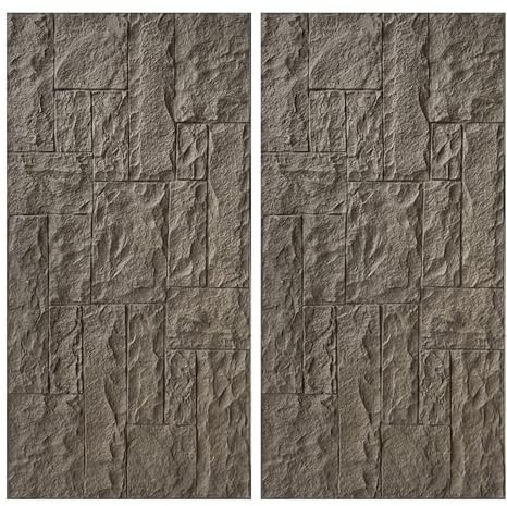Lot de 2 panneaux muraux en polyuréthane pour intérieur et extérieur, 61 x 119,4 cm, imitation pierre, décoration murale d'accentuation 3D, aspect rocher réaliste