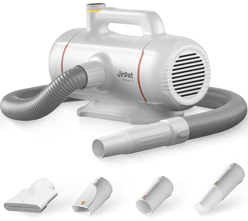 JirPet Pulseur per Cani con Doppio Motore, 5,0 HP e 78 m/s di velocità dell'Aria, Asciugacapelli Professionale per Cani, 3 Temperature e Flusso d'Aria Senza Step (Standard(Twin Titan I))