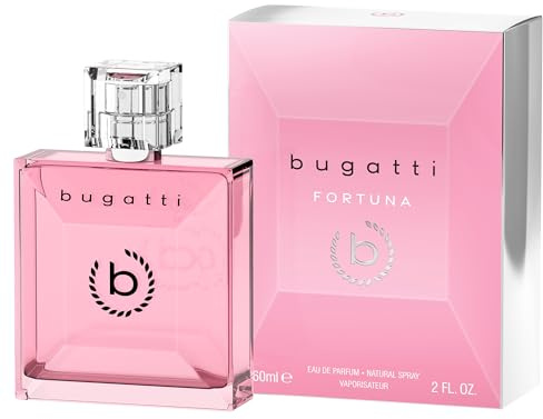 bugatti FORTUNA Parfüm Damen 60 ml I Fruchtiges Eau de Parfum Damen mit Statement-Glasflakon I Lebendige Kombination aus Mango, Pfirsich, Jasmin, Moschus & Sandelholz I Selbstbewusstes Parfüm Frauen