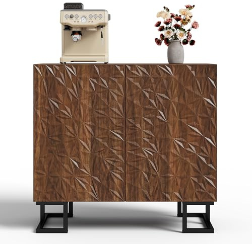 Commode avec 2 portes couchées à feuilles, armoire de rangement, pour salon, salle à manger, noyer, 80 x 40 x 78 cm