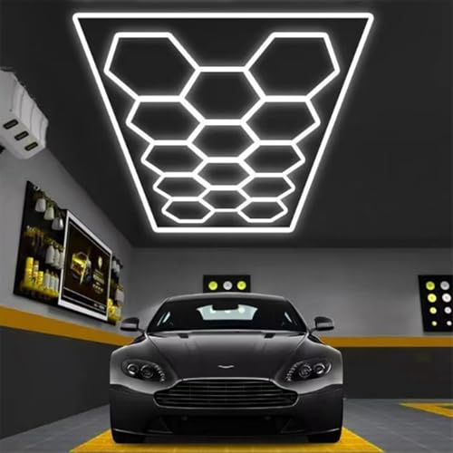 ZYJCXBHL Hexagon LED Garage Light:720W,6500K, 86400LM Ultra-Bright, Hexagon led Lights for Garage Warehouse Workshop Gym Basement (14 Holes)