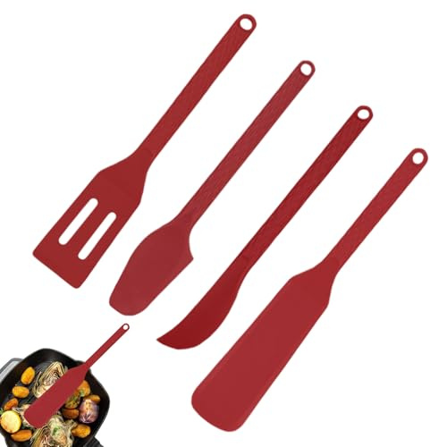 Set di Utensili da Cucina in Silicone | 4 Pezzi Utensili Da Cucina Antiaderenti Per Cottura E Preparazione,Set Di Raschietti In Silicone Per,Per Friggere Mescolare Servire Scolare Girare Raschi