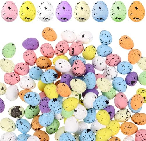 LQTSLFM 50 Pezzi 2.5cm Mini Uova di Pasqua, Uova di Pasqua Decorazioni Multicolore Maculate, Set di Uova Finte, Ovetti Pasquali Decorativi per Cesti, Tavola, Casa, Feste di Pasqua (C)