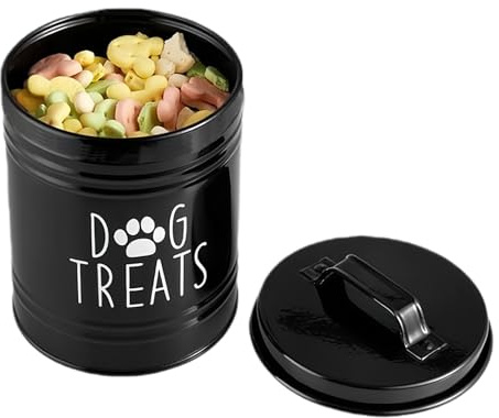 Lufttät hundmatbehållare i metall – förseglad förvaringsfack med handtag och lock | Husdjursmatförvaring för valp, fågel, snacks och godsaker | Håller sig fräsch i skafferi, skåp, bänk och