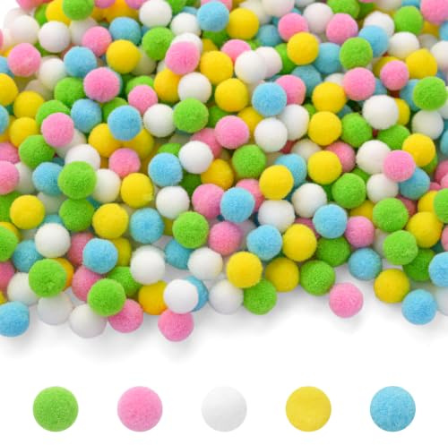 Bouiexye Pompon da 1 cm, colori assortiti, per fai da te, decorazioni natalizie, progetti artistici e per la casa (600, colori primari)