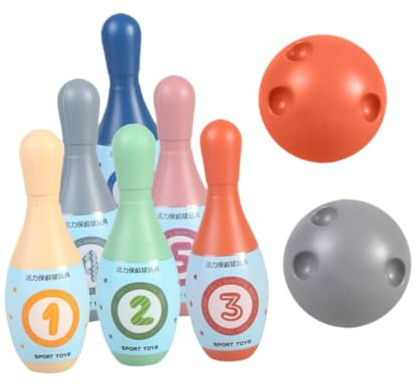 Ysyqkn 8 Pezzi Gioco Bowling Bambini Set Mini Bowling con Birilli Palline Materiale Pp Educativo Adatto per Giochi Indoor Outdoor Momenti Famiglia, con Numero