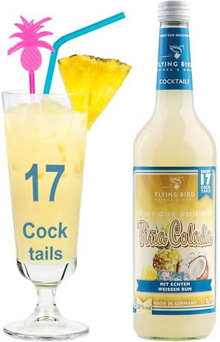 Flying Bird Piña Colada für 17 Cocktails fertig gemixt | 0,7l Flasche mit allen Zutaten | Mit Ananassaft mischen