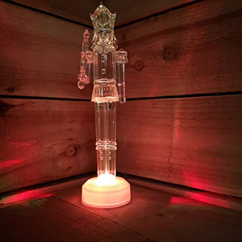 UK Christmas World 30cm Battery Powered LED Colour Changing Acrylic Nutcracker