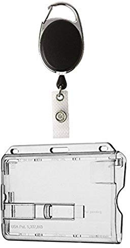1x STAHLSEIL Ausweisset - Ausweisjojo Jojo Zipper oval + Kartenhülle mit Ausschieber - Kartenhalter Ausweis Hülle horizontal Schutzhülle Namensschild Ausweishalter Kunststoff