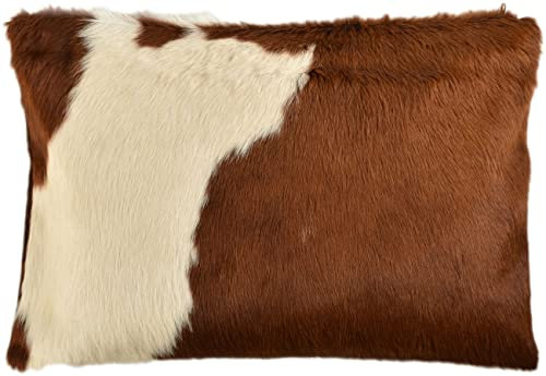 generisch KUHFELL Kissenbezug BRAUN Weiss 40 x 60 cm DEKO Kissen AUS ECHTEM KUHFELL BEIDE Seiten AUS Fell