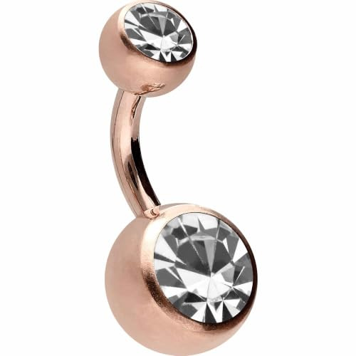 PIERCINGLINE Bauchnabelpiercing aus Chirurgenstahl mit 2 Kristallen - Bananabell Piercing in stylischen Farben und 4 Größen