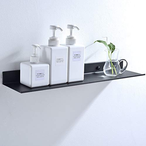 AJINGELA An der Wand Montiert Schwimmend Metall Regal, Schwarz Badezimmer Wandhalterung Platzeinsparung Rostfest Extra Stark Schwebendes Lagerregal (1 Stück, 50CM)