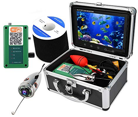 Tosuny Tragbare 10,1 Zoll LCD- Fischfinder HD 50M 1000TVL Fischkamera, IP68 Unterwasserkamera WiFi 164ft Video Cam, tragbare Unterwasserkamera für EIS/See Angeln/Tauchen.(EU)