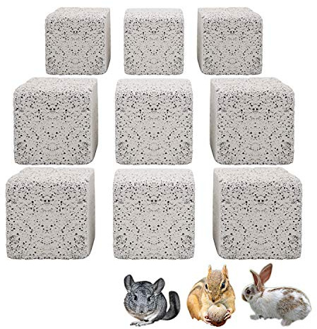 S-Mechanic 9Pcs Hamster Chew Toy Lava Square Stone Teeth Grinding Toys Mineral Stone Chew Toy for Hamsters, Chinchillas, Rabbits and Other Small Animals