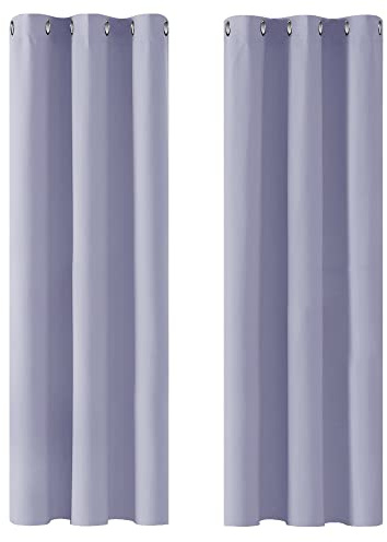 Deconovo Window Treatments Eyelet Blackout Curtains Thermal Insulated Curtains Ring Top Curtains for Living Room Light Purple 42 x 72 Inch 2 Panels