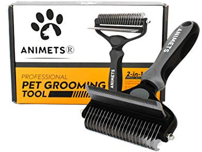 Animets Hundebürste & Katzenbürste, 2-seitige Entfilzungsbürste für Hunde, Unterwollbürste zum Entfilzen, Entfernen von Verfilzungen und Verknotungen, reduziert das Verfilzen bis zu 90%