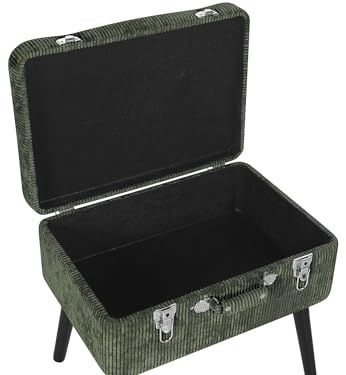 Moderner Hocker mit Stauraum grün Cord Kofferhocker Mallard