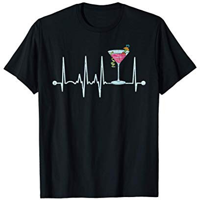 Funny Cocktail Glass Heartbeat - Cocktail Glass Happy Hour T-Shirt