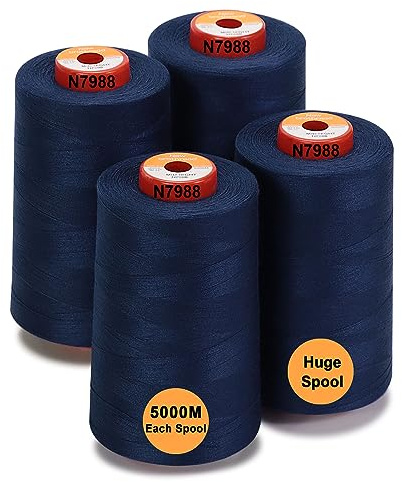 New brothread - 28 Opzioni - 4 Grandi Bobina di 5000M per tutti gli usi Filo da Cucito in Poliestere 40S/2 (Tex27) per Cucito, Quilting, Patchwork, Serger e Overlock - Mid Night