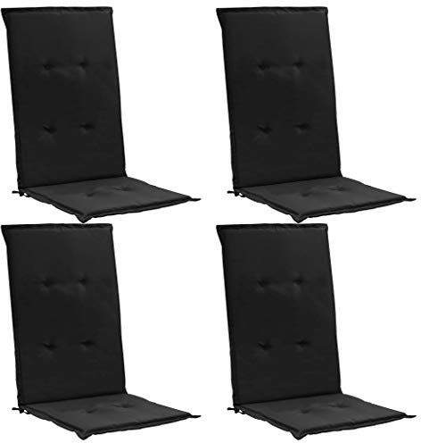 Tidyard Gartenstuhl Auflage für Hochlehner Kissen Sitzkissen Stuhlkissen Polster Stuhlauflage Sitzauflagen Sitzpolster Schwarz, 120x50x3cm, 4 Stk.