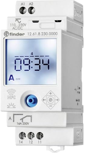 Finder 12.61.0.024.0000 Zeitschaltuhr Wochenprogramm, Tagesprogramm IP20 Urlaubsprogramm, Impulsfunktion