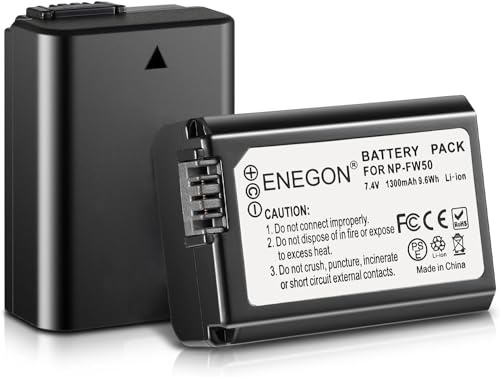 ENEGON NP-FW50 Akku 1300mAh (2er-Pack) für Sony ZV-E10, A6000, A6500, A6300, A6400, A7, A7II, A7RII, A7SII, A7S, A7S2, A7R, A7R2, A55, A5100, A5000,A3000, A55,RX10