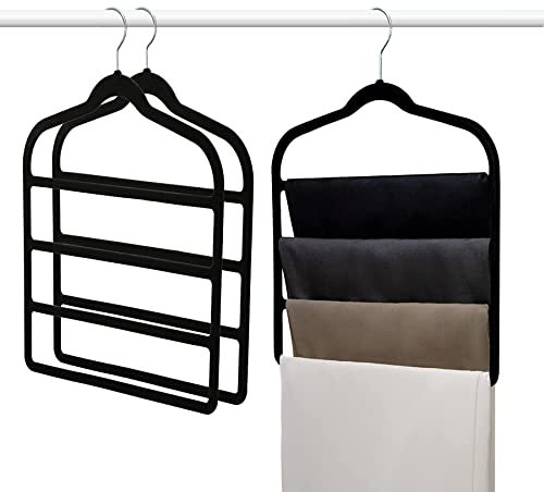 Baoswi 3 Pack Space Saving Non-Slip Jeans Slack Trousers Hangers Multiple Velvet Clothes Hanger Closet Organizer for Jeans,Scarf,Tie