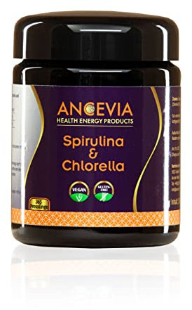 ANCEVIA Spirulina und Chlorella Presslinge - 365 Tabletten - 100% Natürlich - Hochdosiert - Laborgeprüft - Vegan - Algen-Mix - Jahresvorrat - Made in Germany