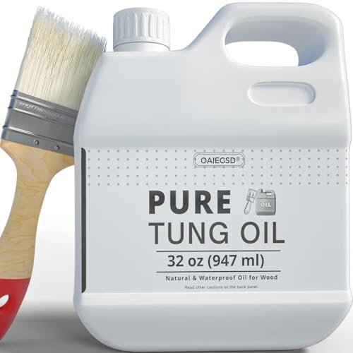 32oz 100% Pure Tung Oil, Food Safe Waterproof Low Odor Wood Finish & Sealer