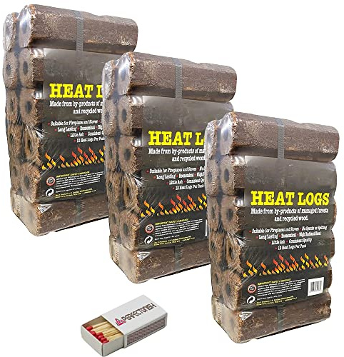 Perfectonish High Energy Ultra Dry Heat Logs Open Fire Log Eco Wood Fuel Wood Burner With SAFETY MATCH BOX (36 Heat Logs)